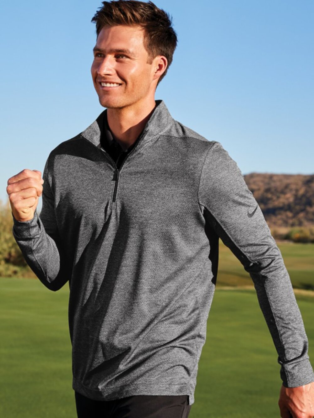 NWT Nike Jacket Men Gray 1/2 Zip Golf Outdoor Cover Up Company Logo Branded Sz L